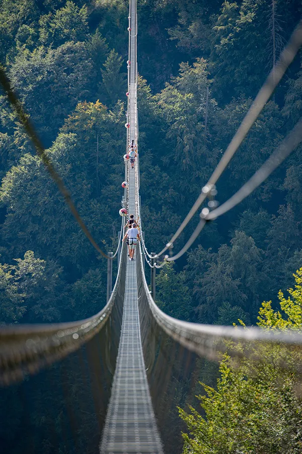 Travelers cross a chasm on a thin rope bridge. Get treatment for vertigo and balance issues from Tasmin Cordie, D.C. of Sage Functional Medicine in Marlboro Township.
